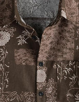 
              PARKLEES Men's 70s Hippie Vintage Hawaiian Shirt Brown Flower XL
            