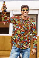 
              Men Carnival Floral Shirt 70s Flower Button Shirt Long Sleeve Dress Shirt Retro Paisley Geometric Collared Shirt XL
            
