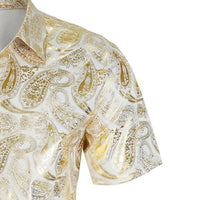 
              CARUHIF Men's 70s Disco Shirt Retro Paisley Short Sleeve Shirts(Z3886BJ,L)
            