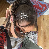 
              Star Hair Clips 2000s Y2K Snap Hair Barrettes Non Slip Star Hair Accessories Silver Metal Hair Clips for Girls Women -15 PCS 1.18"
            