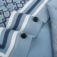 
              PJ PAUL JONES Men's Knit Polo Short Sleeves Shirts Button Down Summer Shirts 70s Retro Shirts Blue-Grey
            