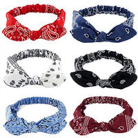 
              Carede 6 Pack Elastic Paisley Bandana Knot Headbands Rabbit Ear Bow Headband Turban Headwraps Hair Band for Women Girls
            