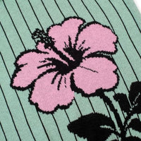 
              OXKNIT Men's Knit Short Sleeve Shirts Retro Pink Floral Pattern and Stripes Green Cotton Polo Shirt with Quarter Button
            