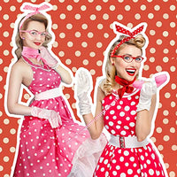 
              Toulite 20 Pcs 50s Women Costume Accessories Set Includes Cat Eye Glasses Chiffon Scarf Polka Dot Bandana Tie Headband Dot Earrings Gloves for Halloween Party
            