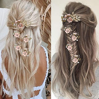 
              5 PCS Bridal Flower Wedding Hair Pins Crystal Pearl Hair Clips Headpiece Gold Wedding Hair Accessories Jewelry with Rhinestone for Brides Bridesmaids Women Girls Updo(Cherry Blossoms Pink)
            