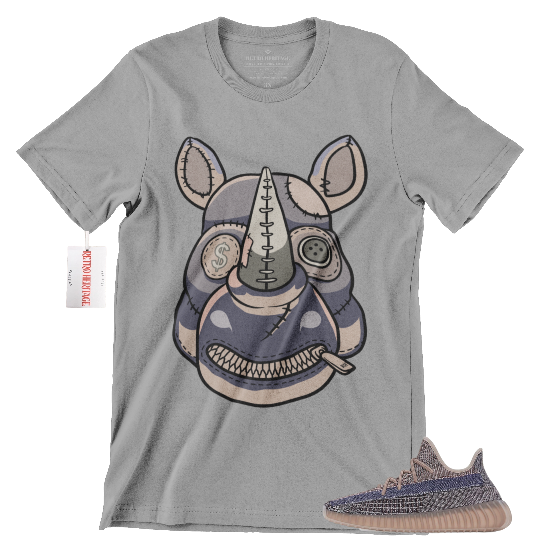 R226 adidas Yeezy Boost 350V2 Fade Black T Shirt Retro Heritage