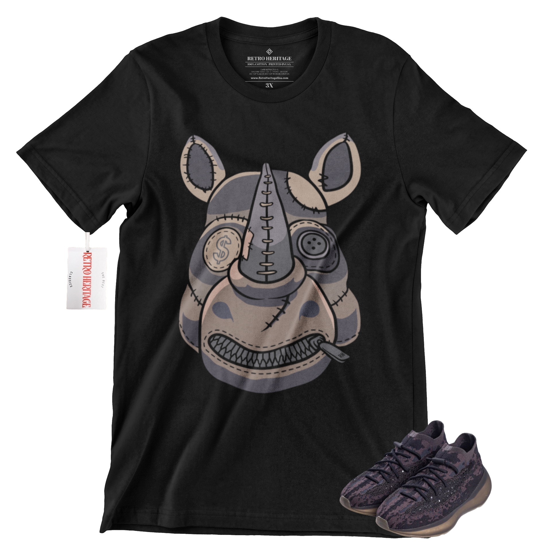 R227 adidas Yeezy Boost 380 Onyx T Shirt Retro Heritage