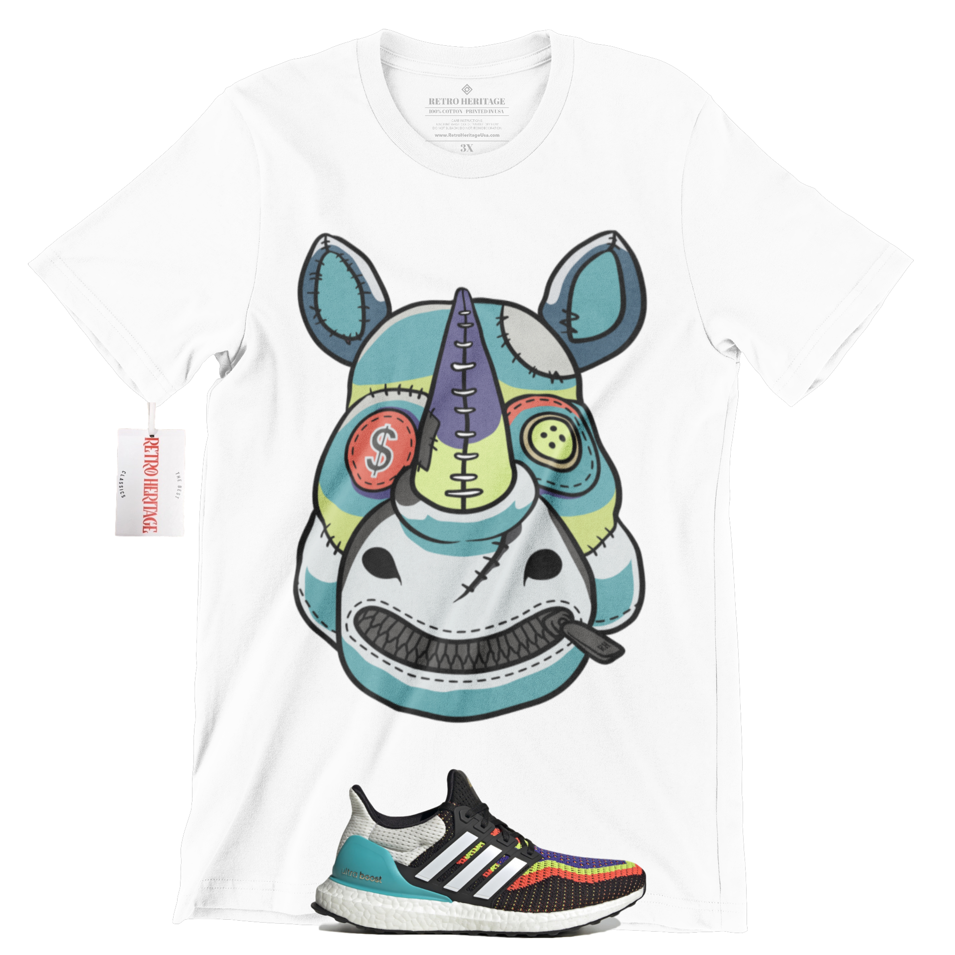 R267 adidas ultra boost dna multi color T Shirt Retro Heritage