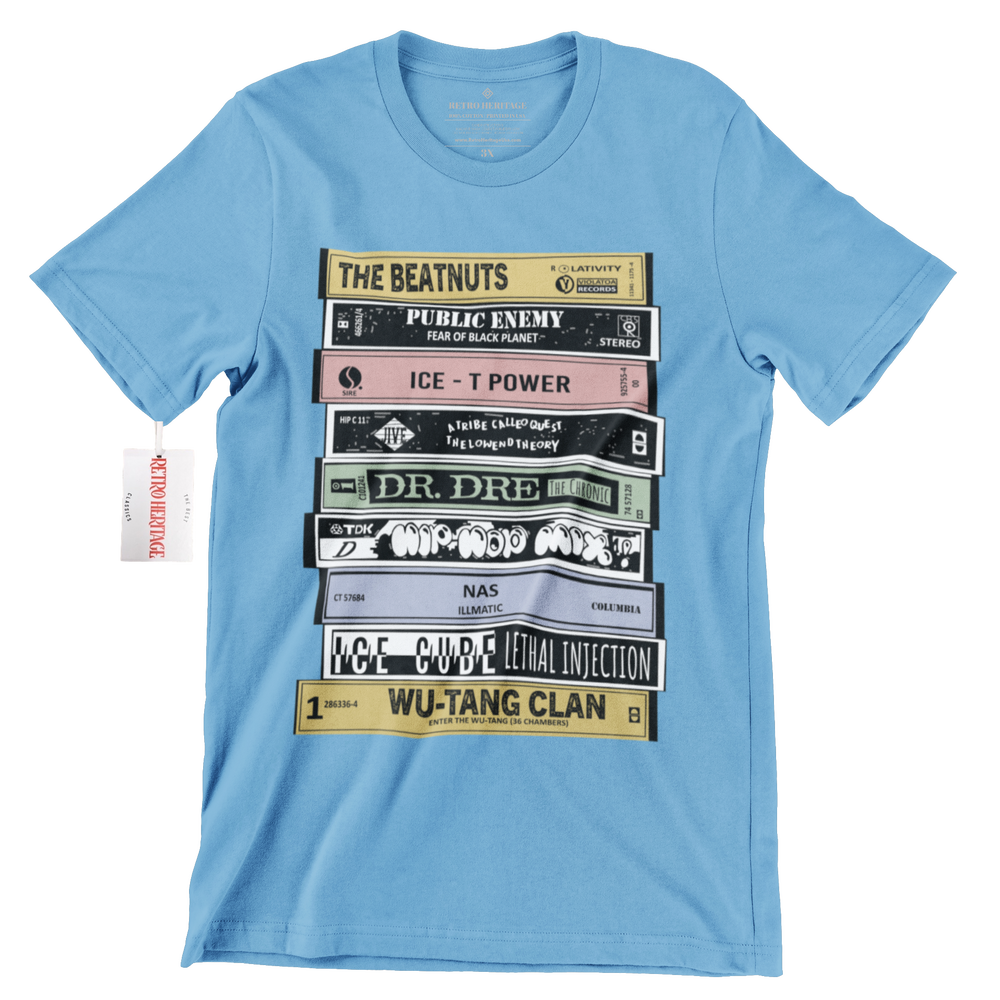 Hip Hop Tapes Large Print Retro T-Shirt