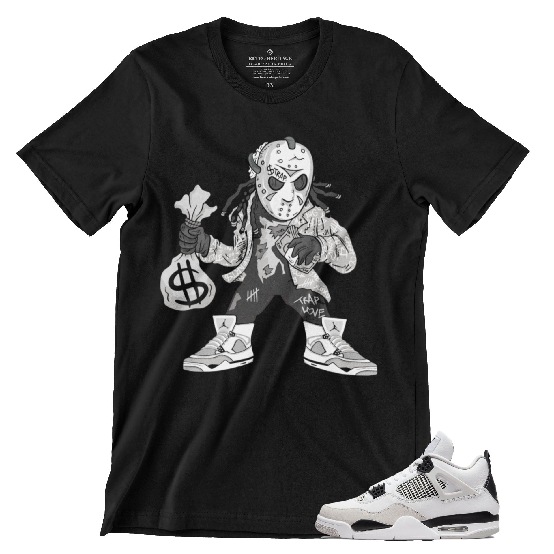 Jordan 4 Military Black Jason Bag T Shirt Retro Heritage